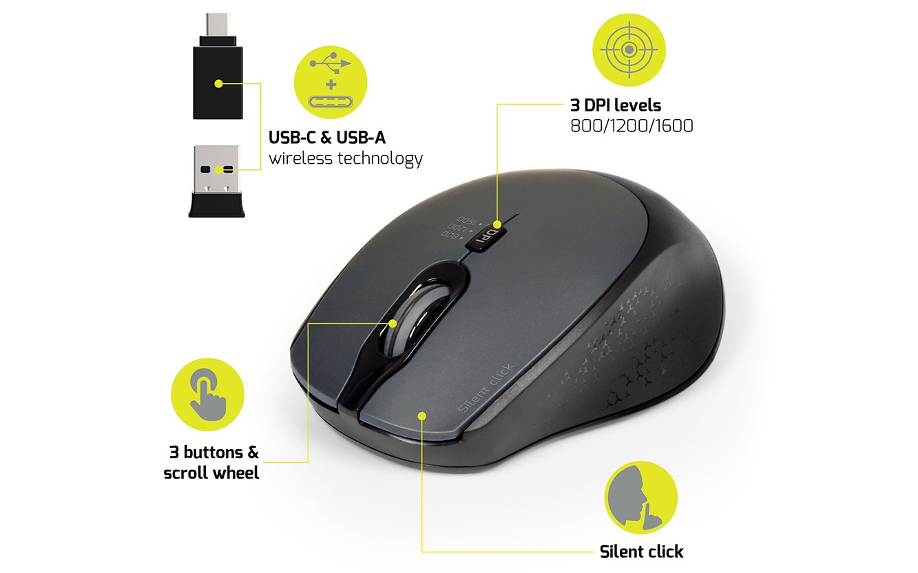 Paquete inalámbrico de 2,4 GHz: teclado y mouse silenciosos Azerty
