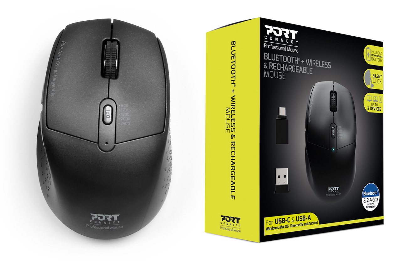 Souris optique rechargeable avec technologie sans fil 2,4 GHz et bluetooth