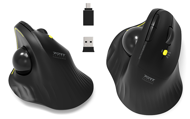 Souris sans fil 2.4GHz & Bluetooth® Rechargeable ergonomique Trackball