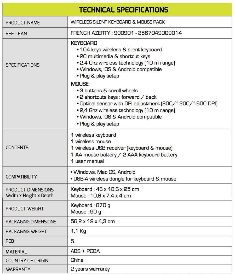 PORT Connect Office Pro Rechargeable Bluetooth Keyboard (900903-R