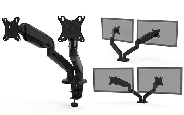 ML-Design - Support double écran 110x27x10,5 cm Noir en bois ML
