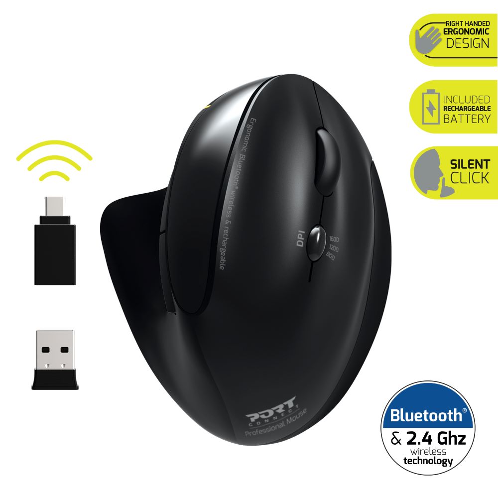 Souris sans fil 2.4 GHz & Bluetooth® Rechargeable ergonomique