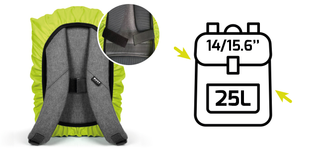 BE VISIBL Universal rain cover with LED up to 15.6